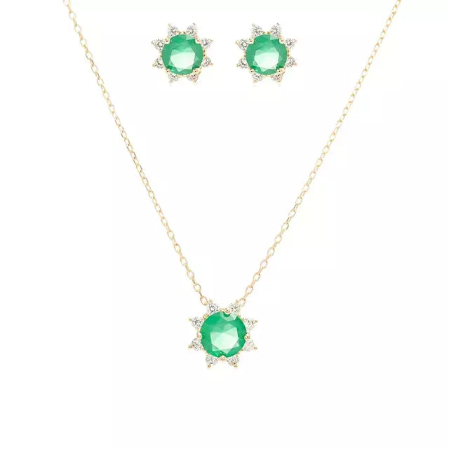 Alma Crystal Emerald Round Set with Zirconia Stones