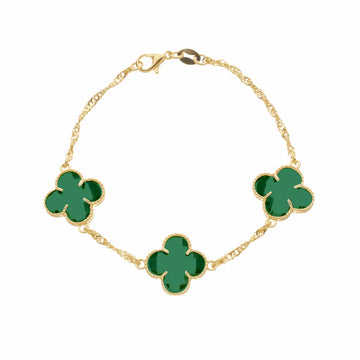 24K Gold Clover Bracelet with Green Zirconia – Bellorie