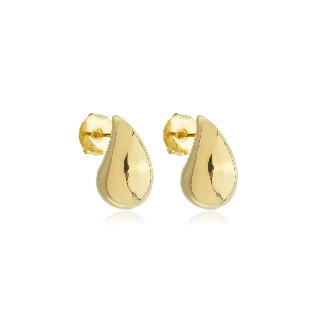 Smooth Comma Drop Earrings P Gold Plated 18k